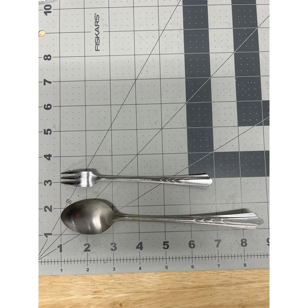 Ekco EKS7 Chevron Stainless Steel Flatware Cocktail Seafood Forks Teaspoon 9pcs